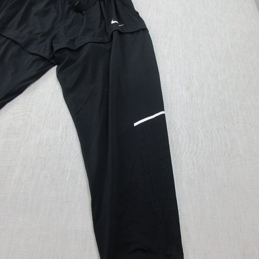 Nike Track‎ Pants Womens Large Black Dri Fit Straight Leg Waist Belted Logo - Picture 4 of 10